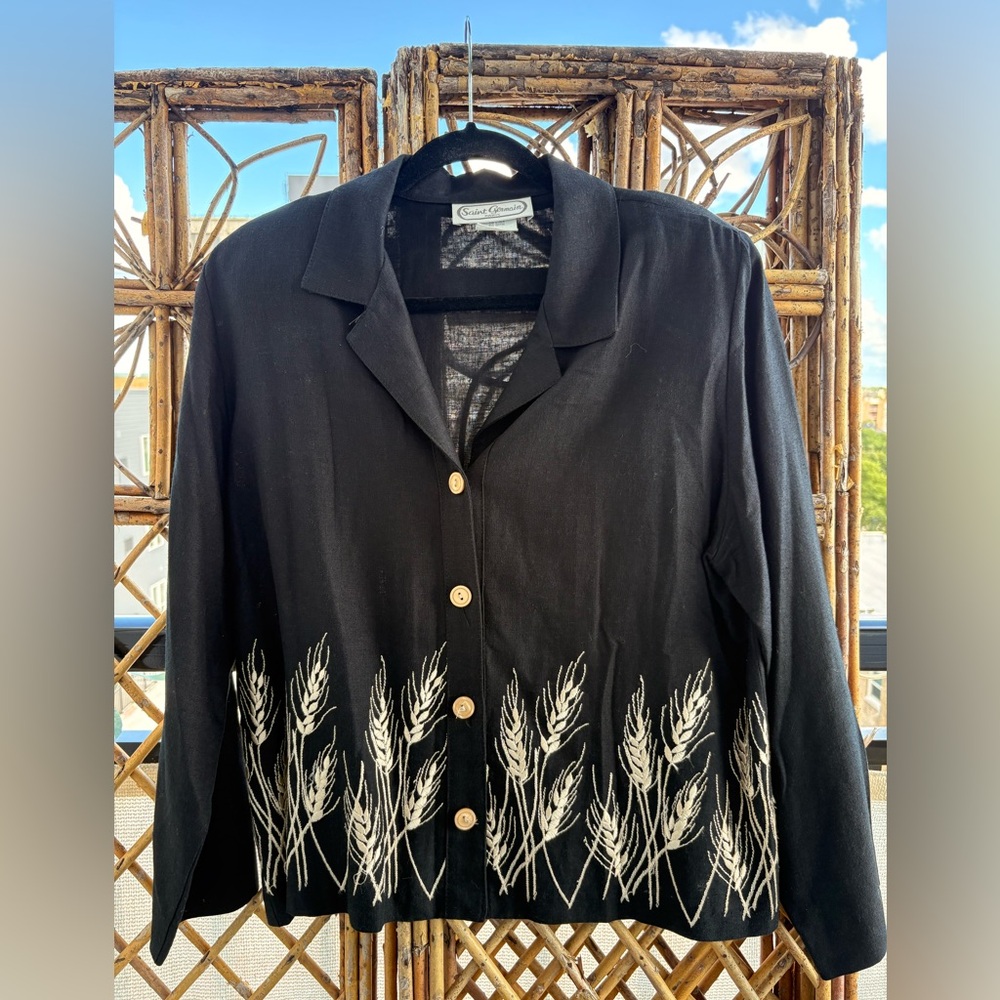 Black Wheat Embroidered Blazer